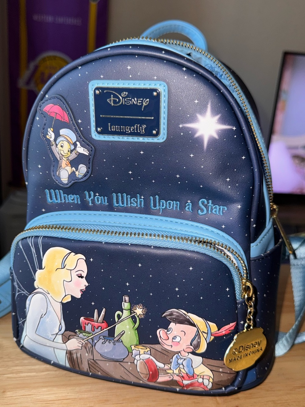 Loungefly Navy Blue & Light Blue Pinocchio back pack